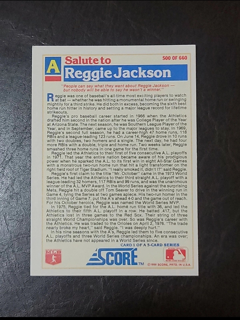 Reggie Jackson Baseball Card - Picture 2 of 2